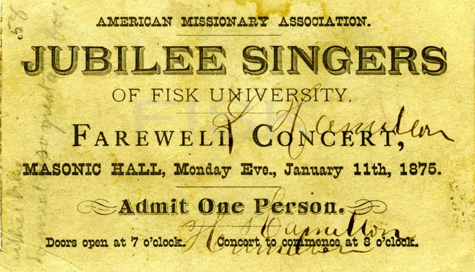 Historic parchment advertising Jubilee Singers